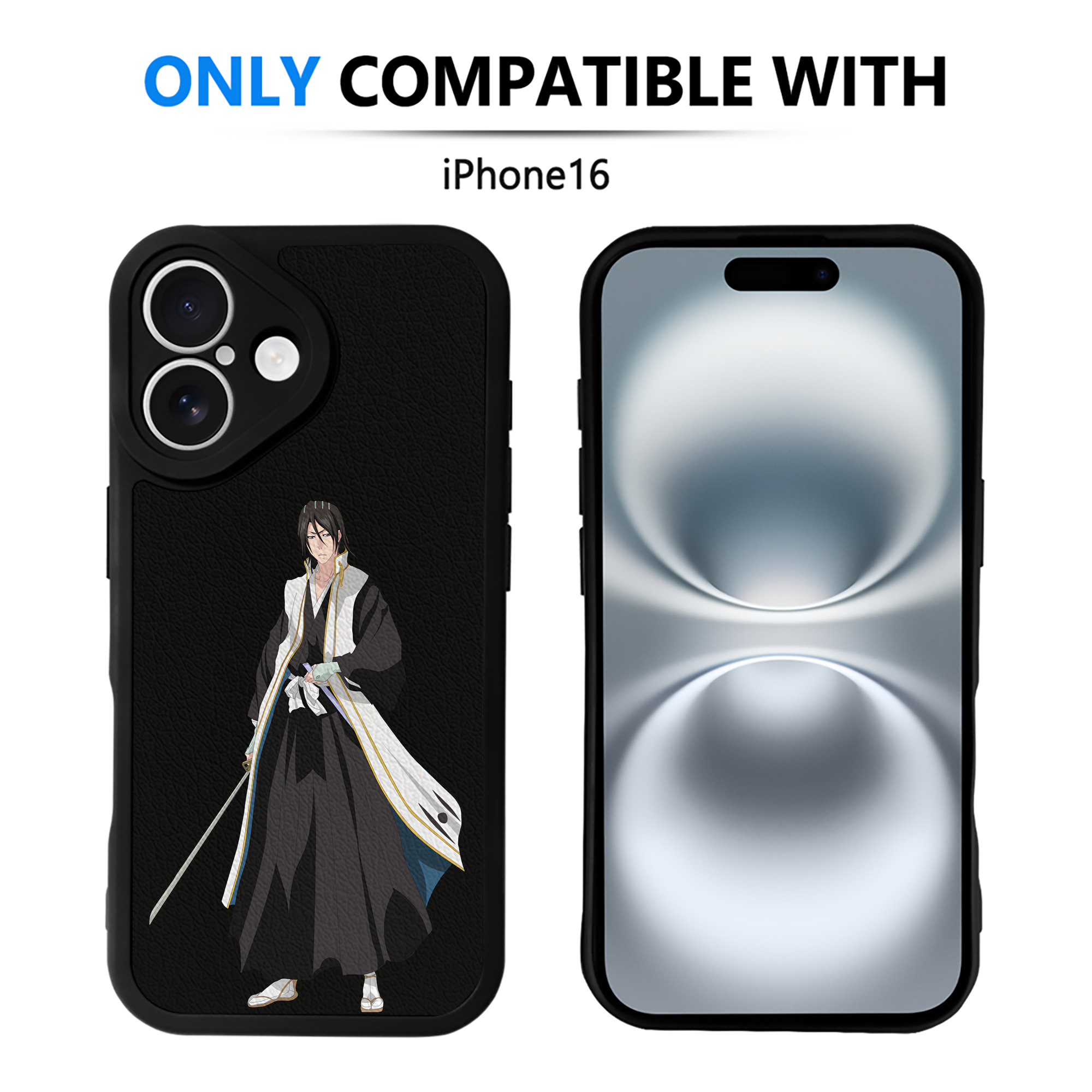 （画像用） ブリーチ くちき びゃくや BLEACH Kuchiki Byakuya 【iPhone 16シリーズ対応】シリコンスマホケース（レザー調） 材質：シリコン